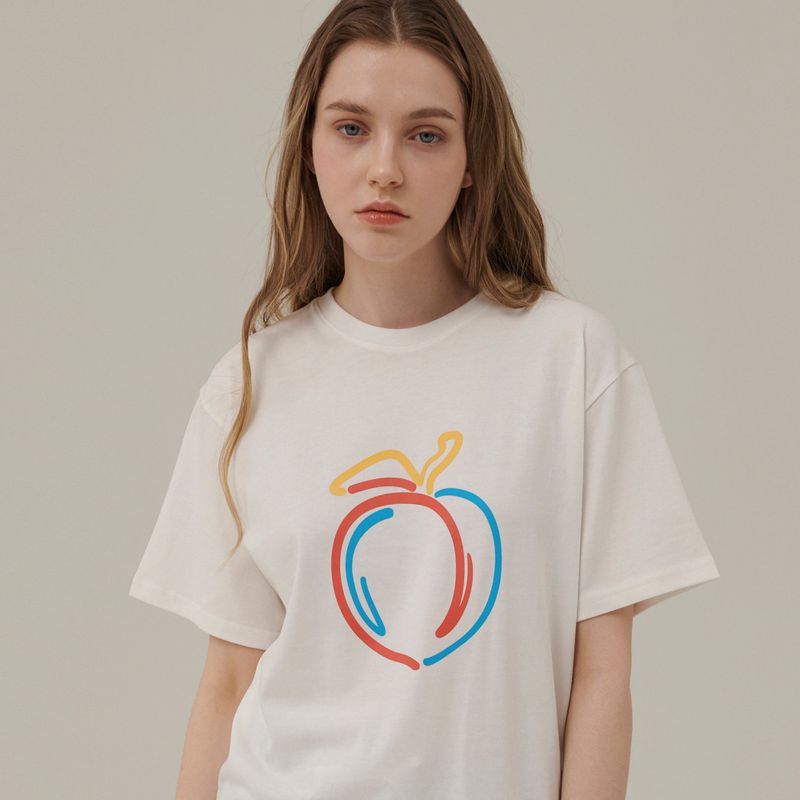 Between A and B(ビットウィーンエーアンドビー)の「RELAXED FIT PEACH PRINT T-SHIRT_WHITE(Tops)」