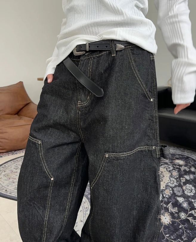 Defen Carpenter Wide Denim Pants