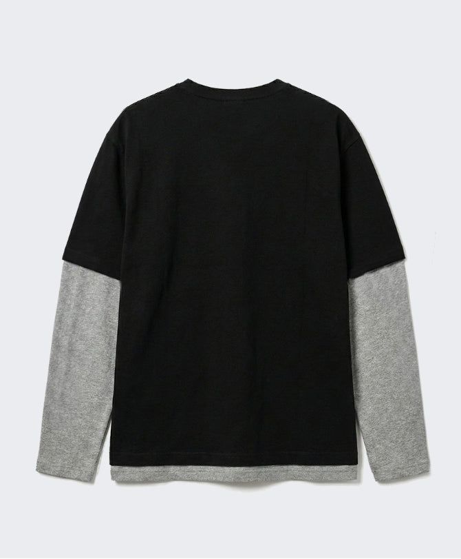 Crop Layered Long Sleeve Black