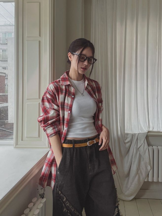 Motsu Loose Fit Checkered Shirt