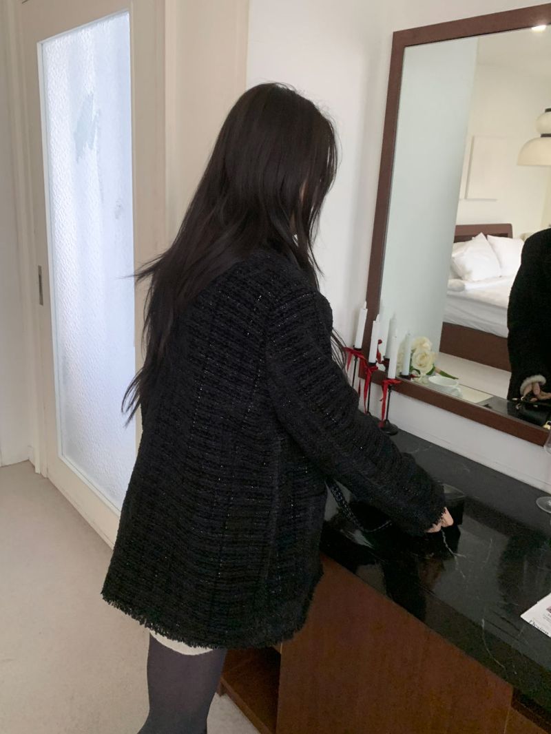 IF classic oversized tweed quilted jacket