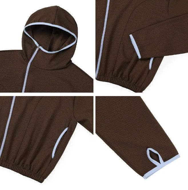 Eto Waffle Color Matching Hood Zip-Up
