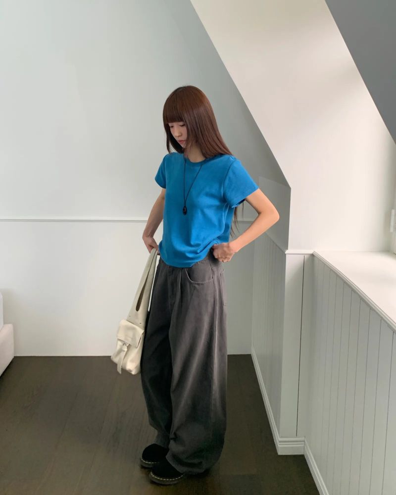 [ORIGINAL] Grain Pintuck Low-Rise Wide Pants