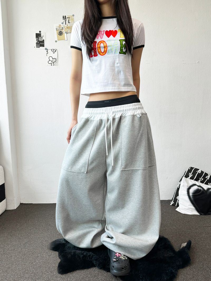 Homecandy Contrast Ringer Crop Tee 2color