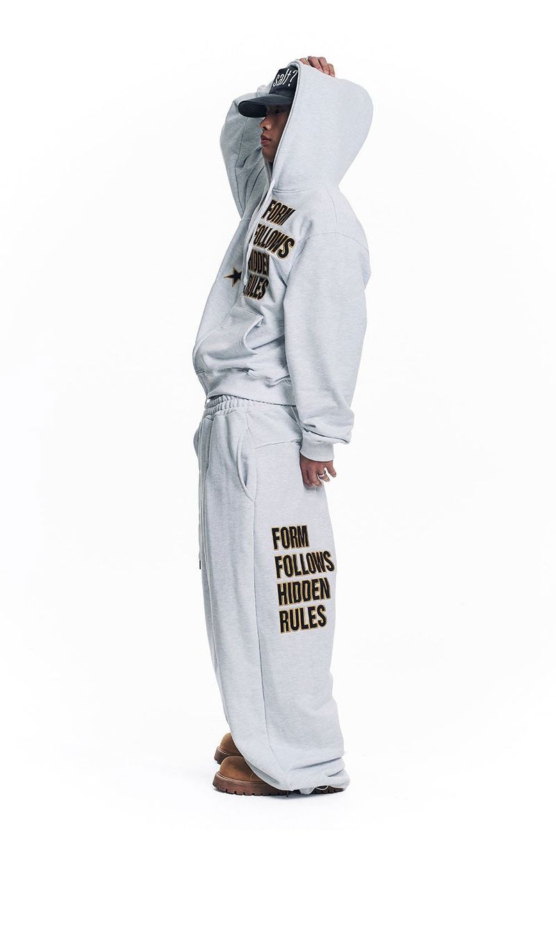 Star Lettering Patch Sweat Pants - White