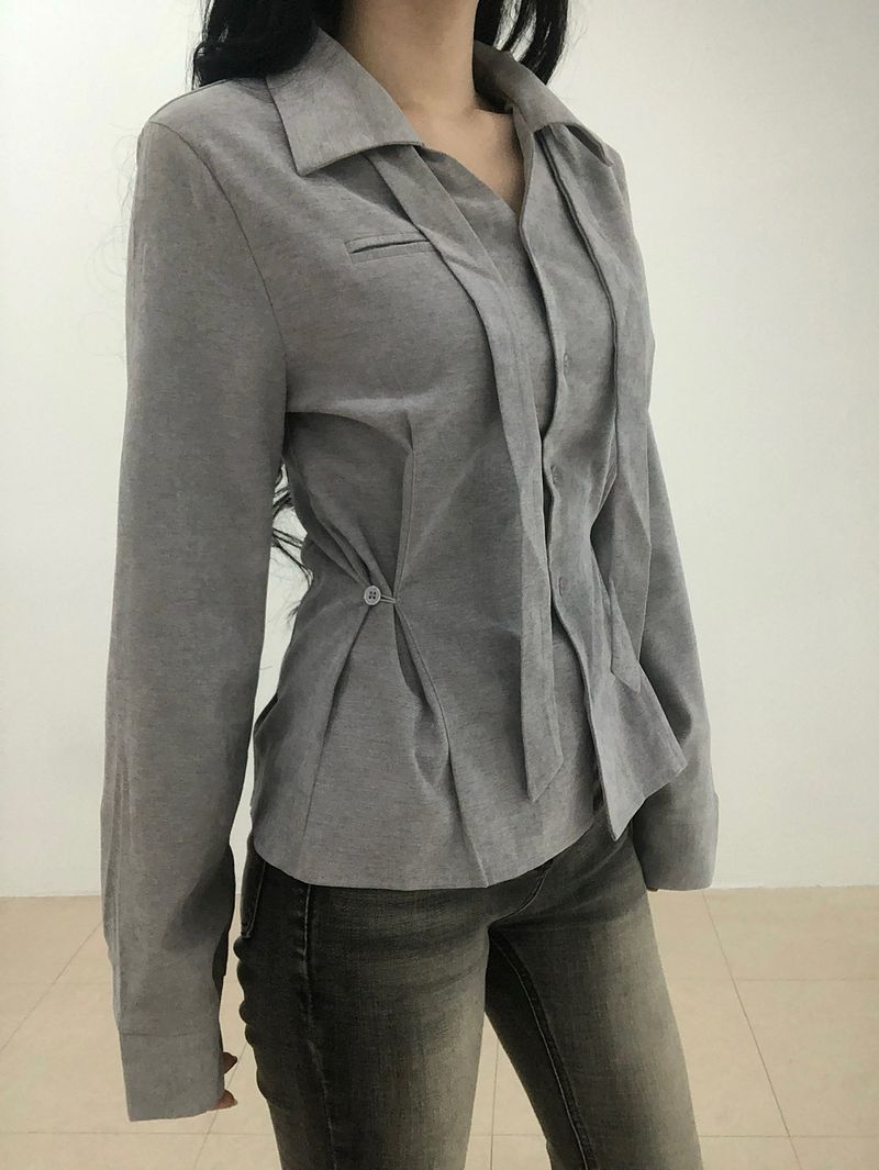 Dual Tie Pintuck Line Shirt