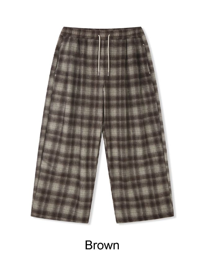 Kale Check Wide Banding Pants