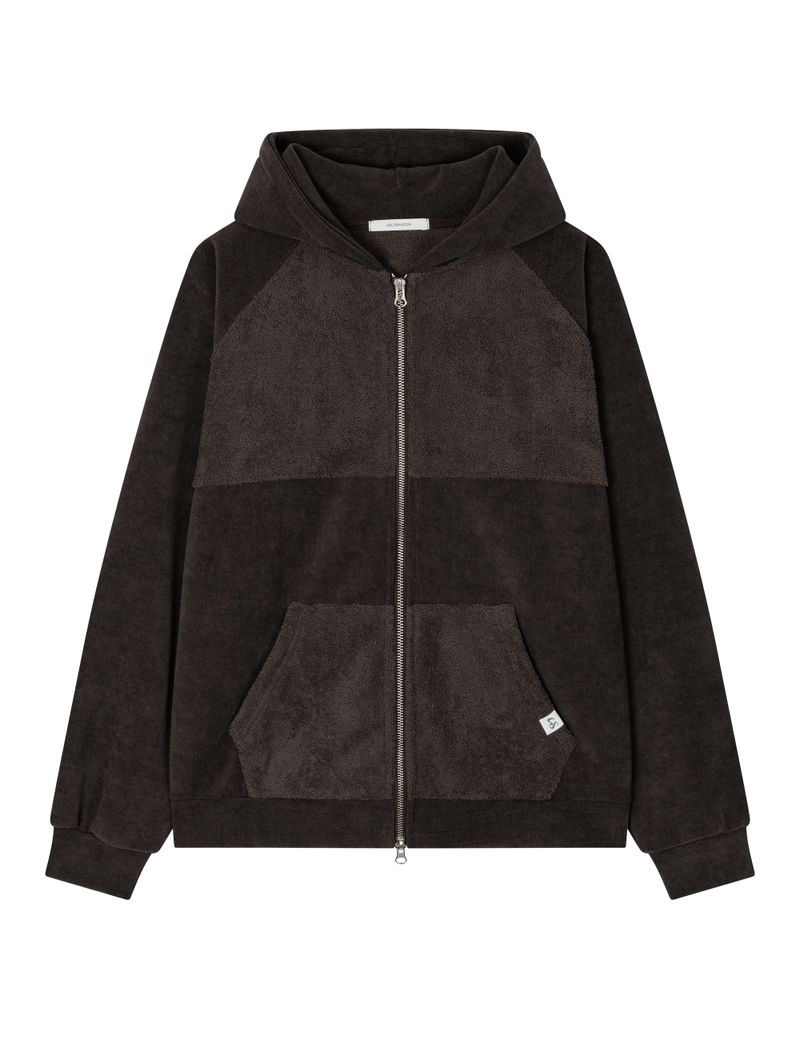 FLEECE HOODIE ZIP-UP(BROWN)
