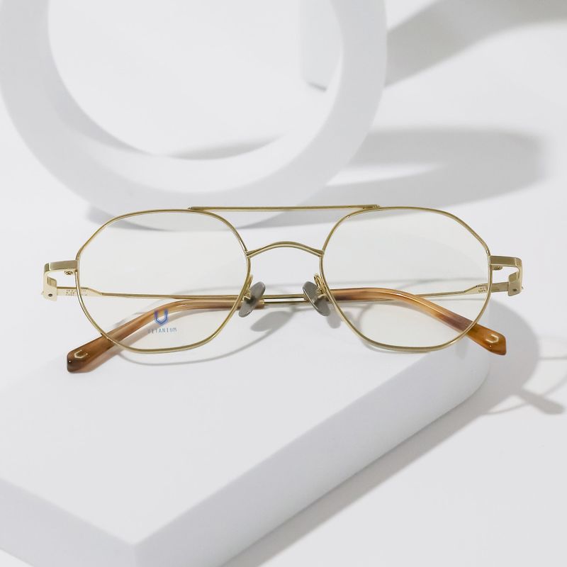 Knouun Round titanium glasses CODE. 103. A Sizzy Gold
