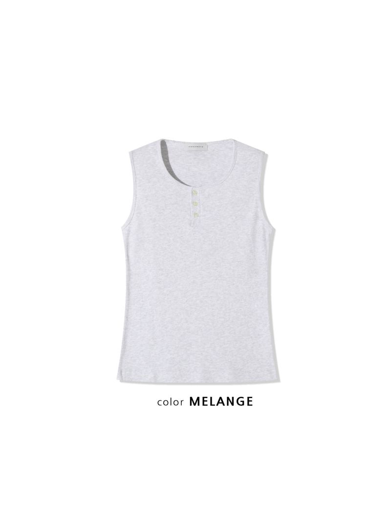 Henley neck sleeveless tee