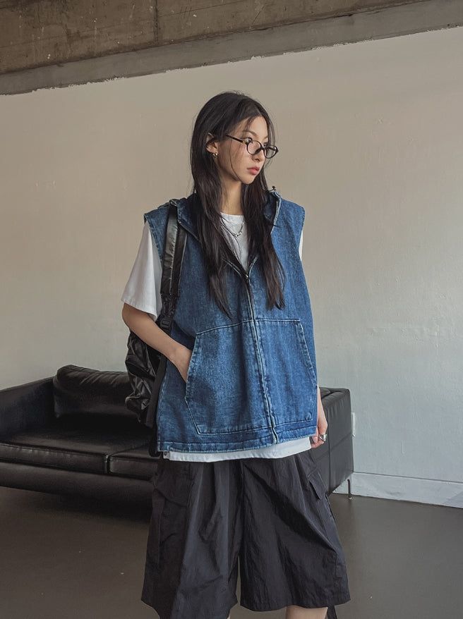 Logan denim hoodie vest