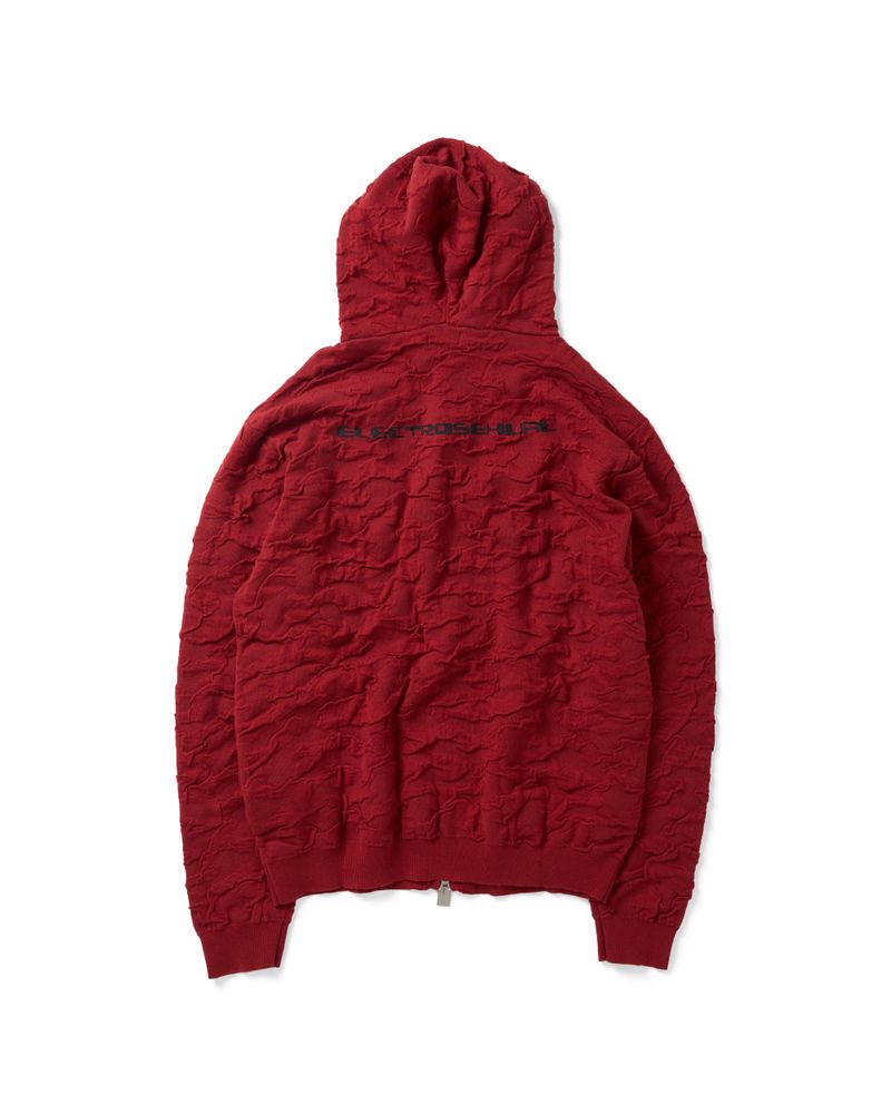WRINKLE KNIT RED HOODIE