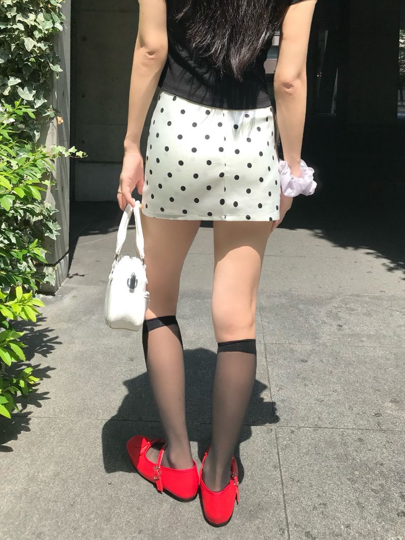 French Glow Dot Satin Mini Skirt