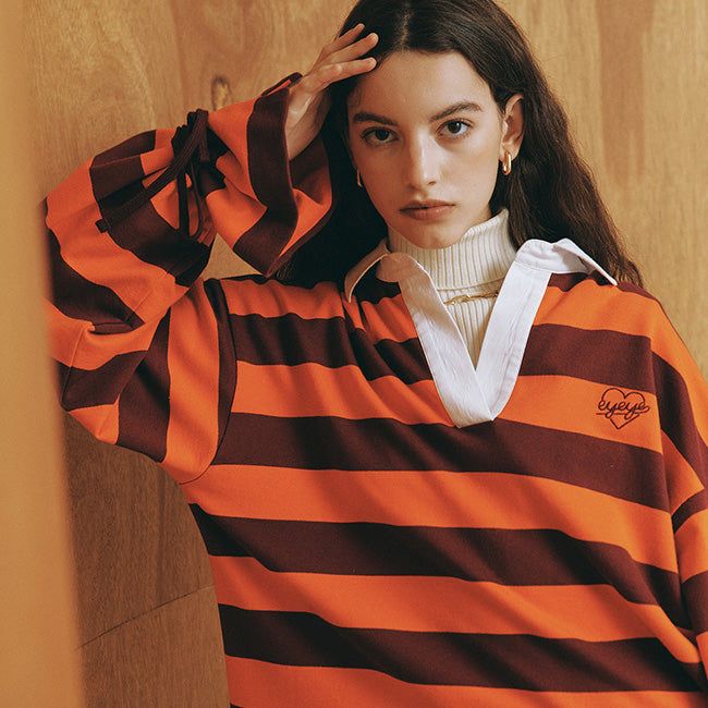 EYEYE（アイアイ）の「STRING DETAIL RUGBY T-SHIRT_D（Tops）」