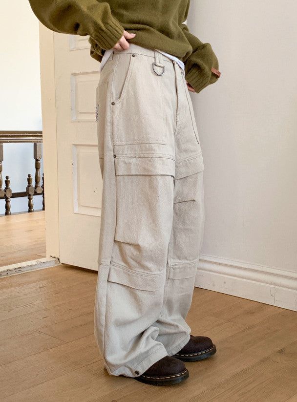 SHOPPERLAND(ショッパーランド)の「Snap Button Cotton D Ring Wide Pants (3color)(Pants)」