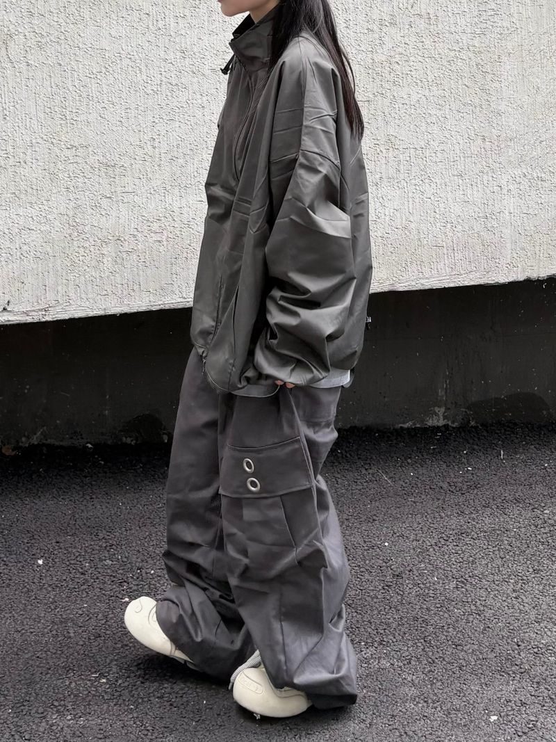 quad eyelet cargo wide pants