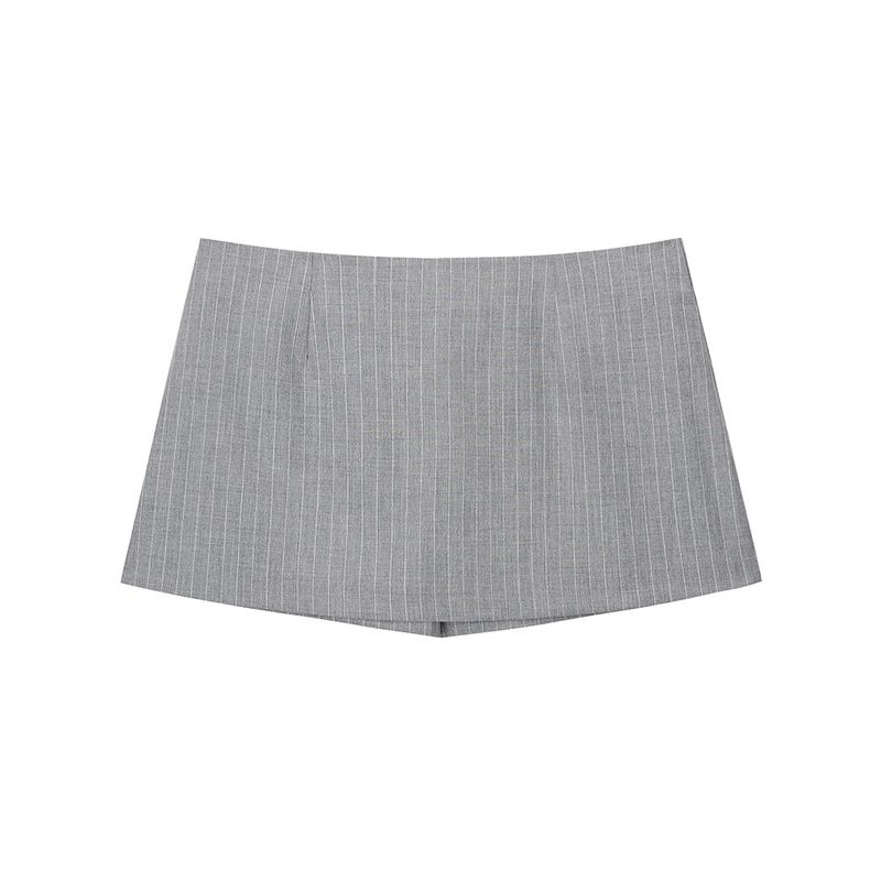 Pinstripe Skirt with Shorts - GREY
