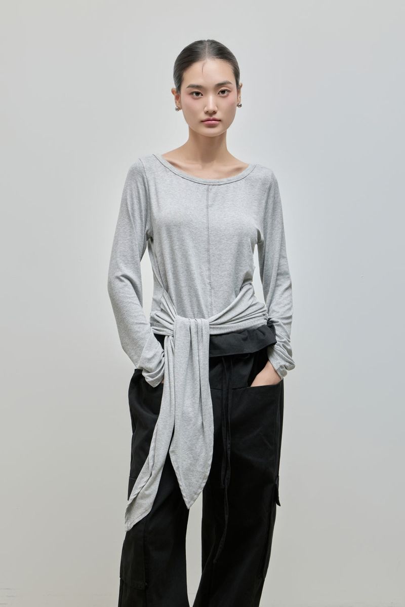 Wrapping Shirring Tee_Melange