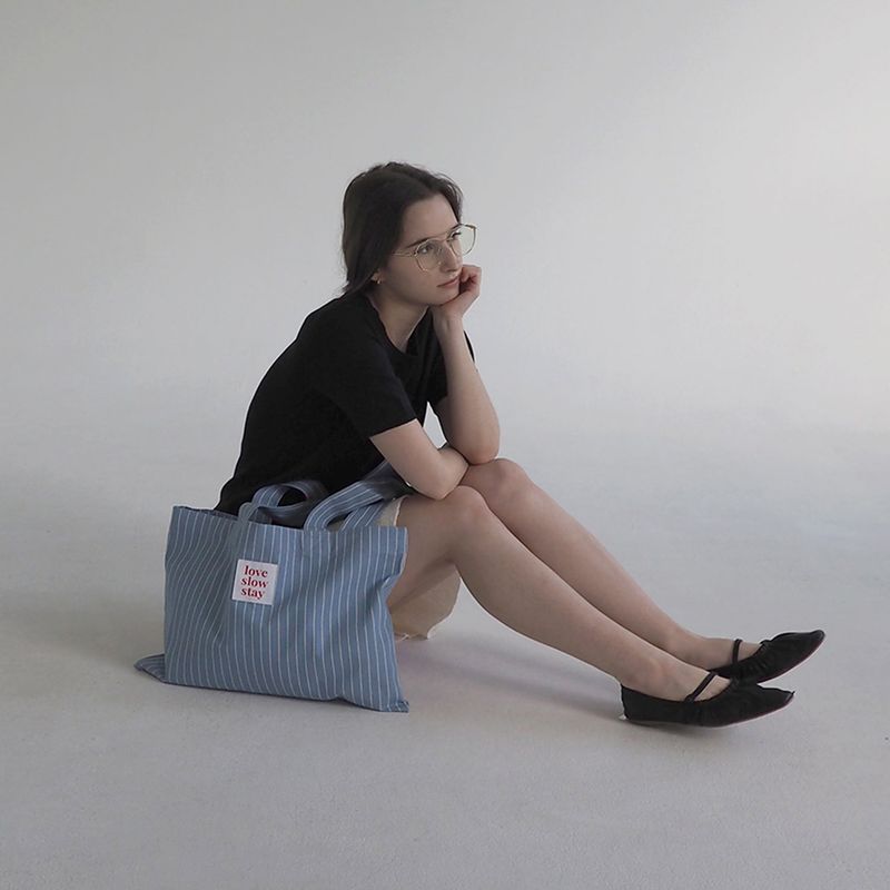 stripe eco bag_sky