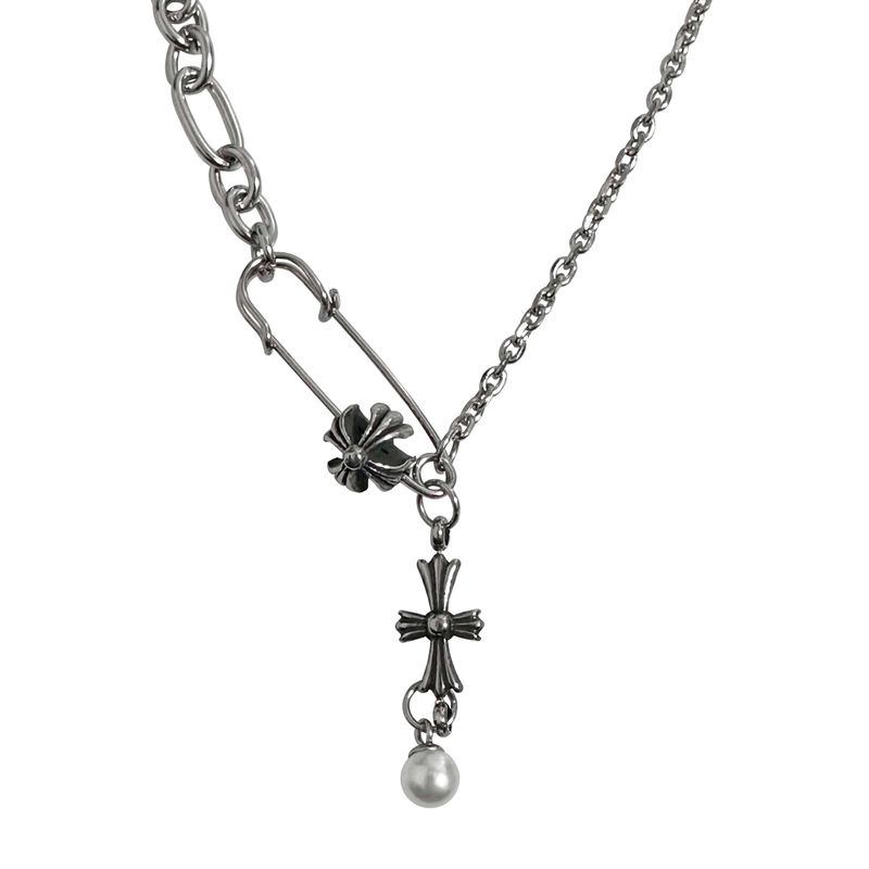 pearl drop necklace(cross)