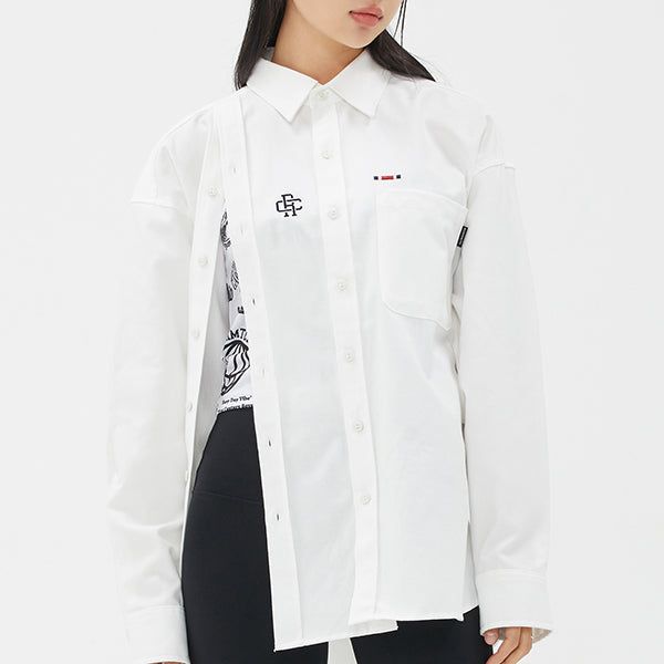 ROMANTIC CROWN(ロマンティッククラウン)の「DOUBLE BUTTON OXFORD SHIRT_WHITE(Tops)」