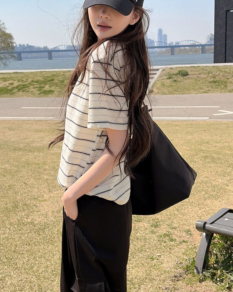 Mect stripe short‑sleeve T‑shirt