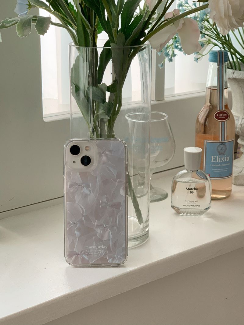 marmurday（マモデイ）の「[MADE] ホワイトシルバーバレエコアリボンケース（スマホグッズ/小物）」