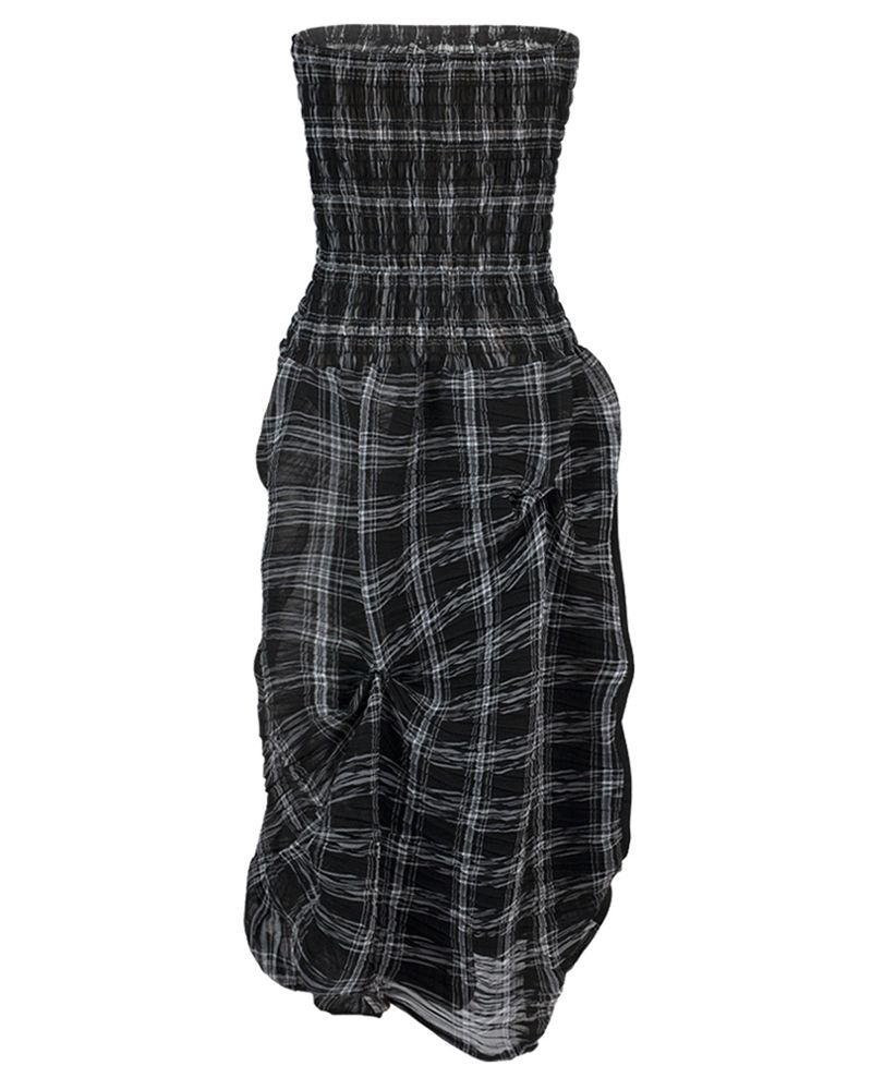 DOZI - Smocking Draped Dress _ Black