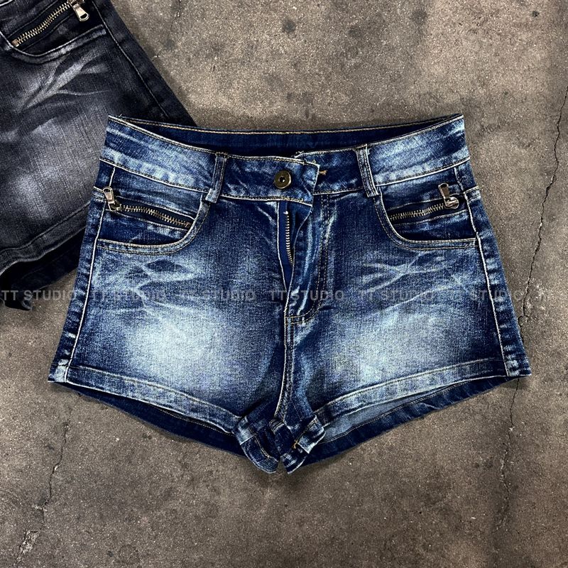 Vintage zip short denim-PT