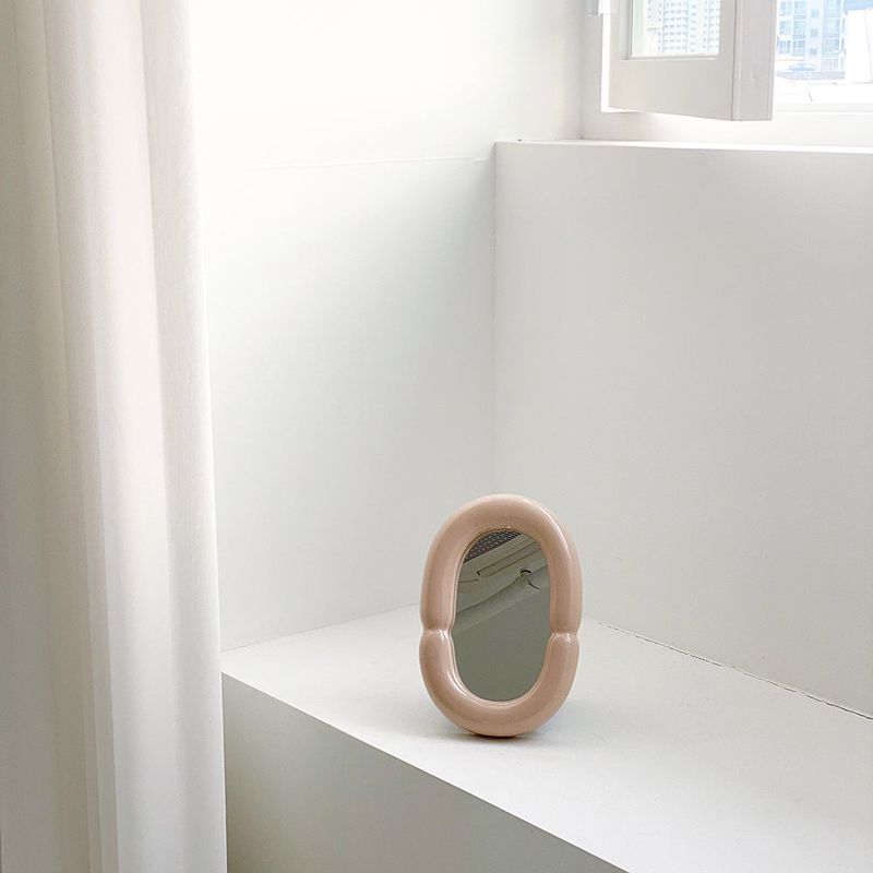 Ceramic Bold Framed Table Mirror - Nude