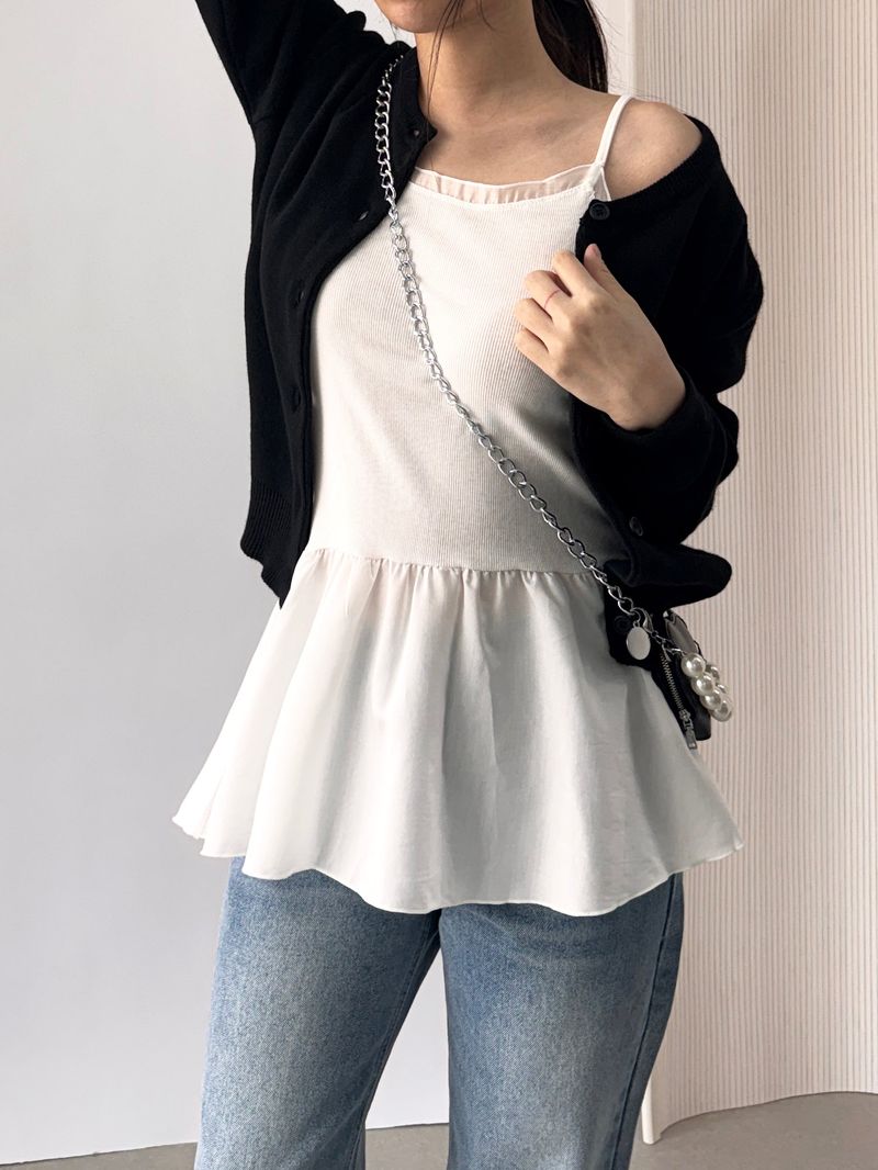 ROIA(ロイア)の「Royel Frill Sleeveless T-shirt Shirred Inner Sleeveless Top(Tops)」