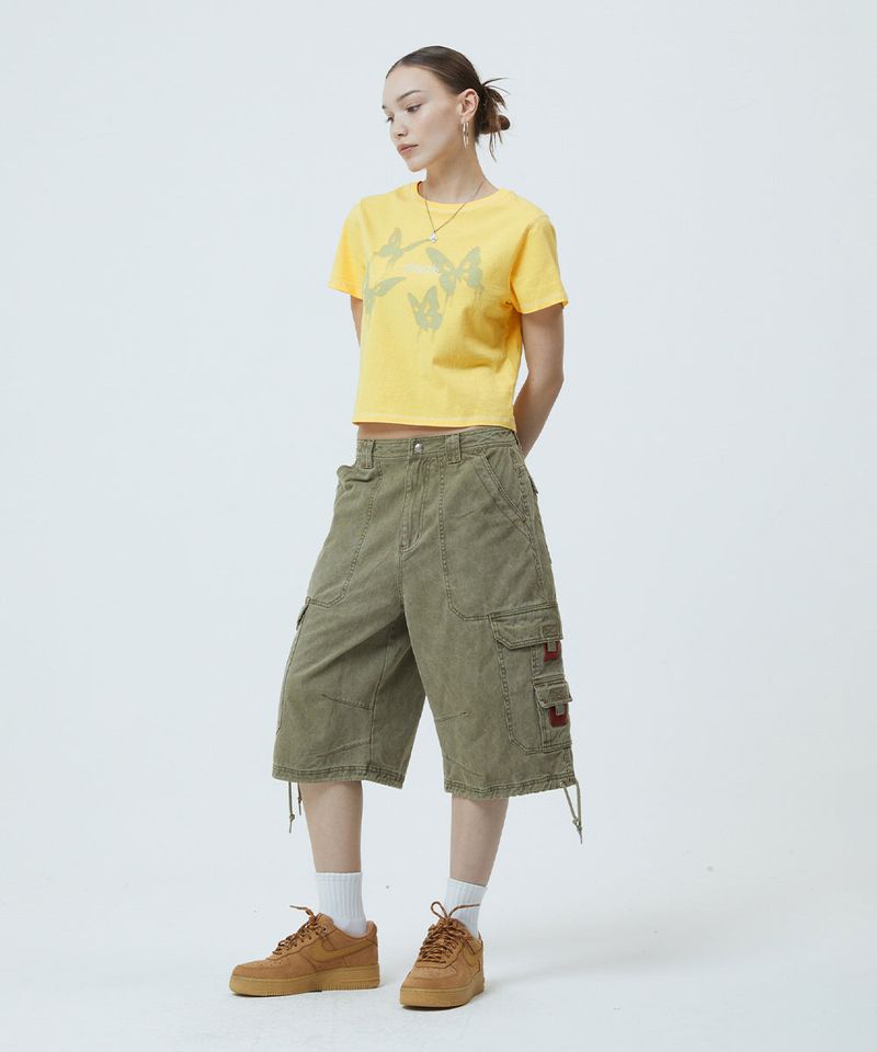 PIGMENT BUTTERFLY GOTH CROP TEE_YELLOW