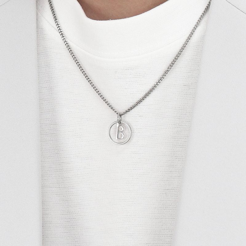 BASSCLEF（ベースクレフ）の「Men's Necklace Circle Pendant Simple Design_CLEF CIRCLE B NEC（Accessories）」