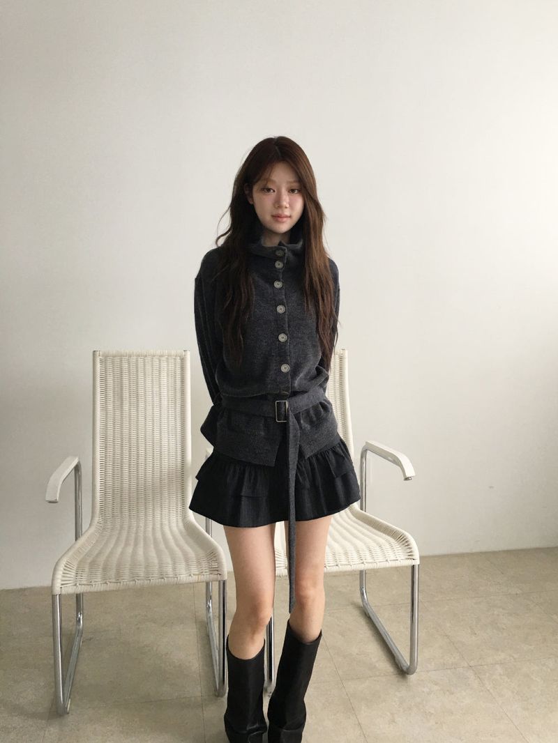 Vent loose high cardigan
