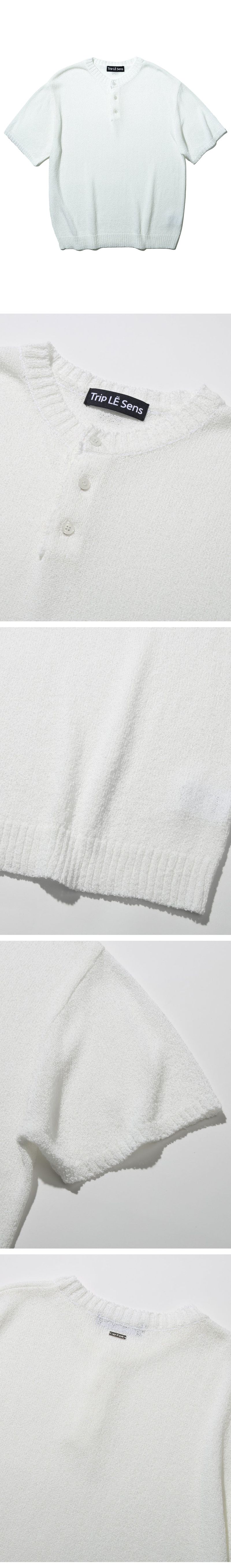 Cloud Summer Henley Neck Knit_Black