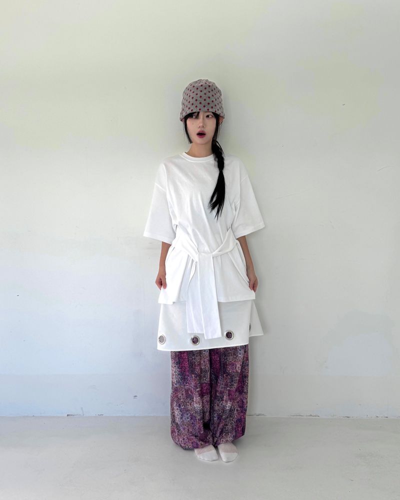 Punch Hole Midi Skirt