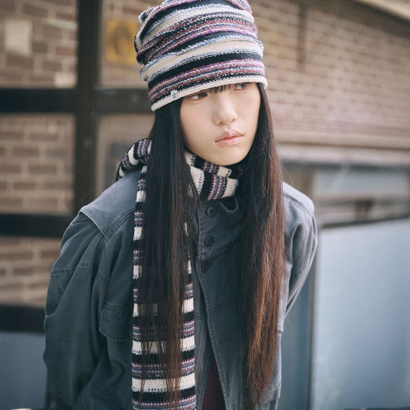 boho stripe muffler purple