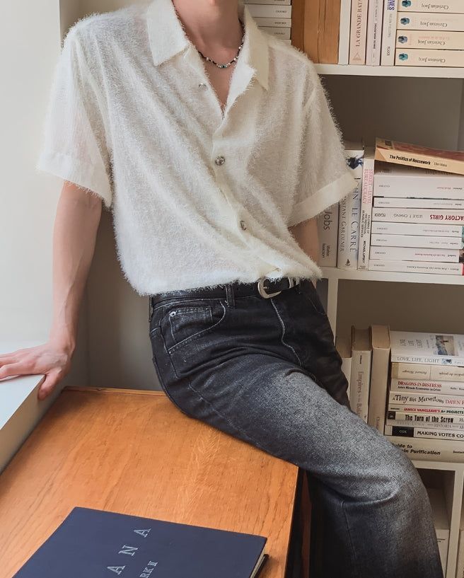 Robin Hairy Collared Short Sleeve Cardigan