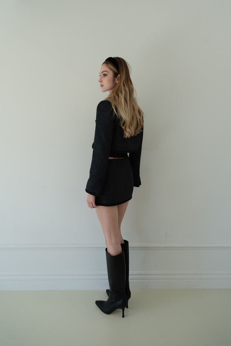 [Seow] Glow Tweed Cropped Jacket