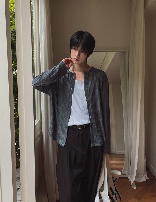 2PLAN（ツープラン）の「Rogen Ribbed Linen Button Cardigan（Tops）」