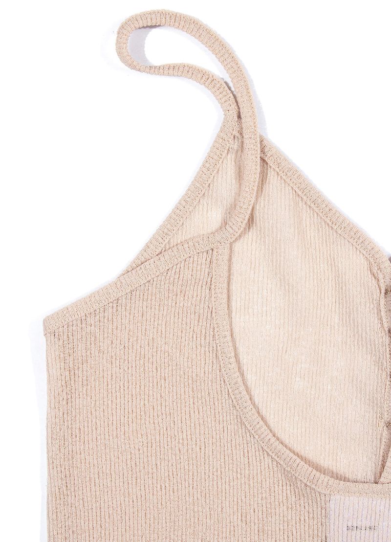 SEETHROUGH BUTTON SLEEVELESS_Beige