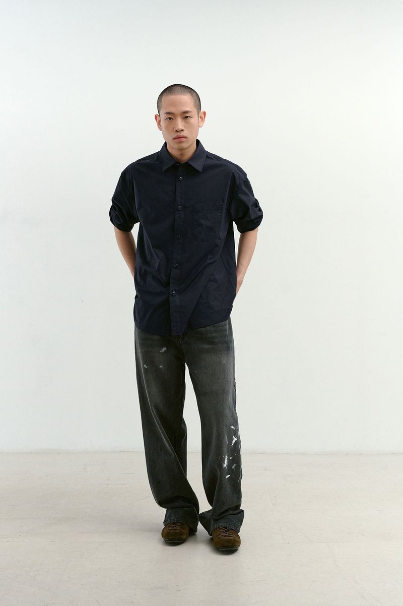 Aged Splatter Carpenter Denim Pants(Washed Black)
