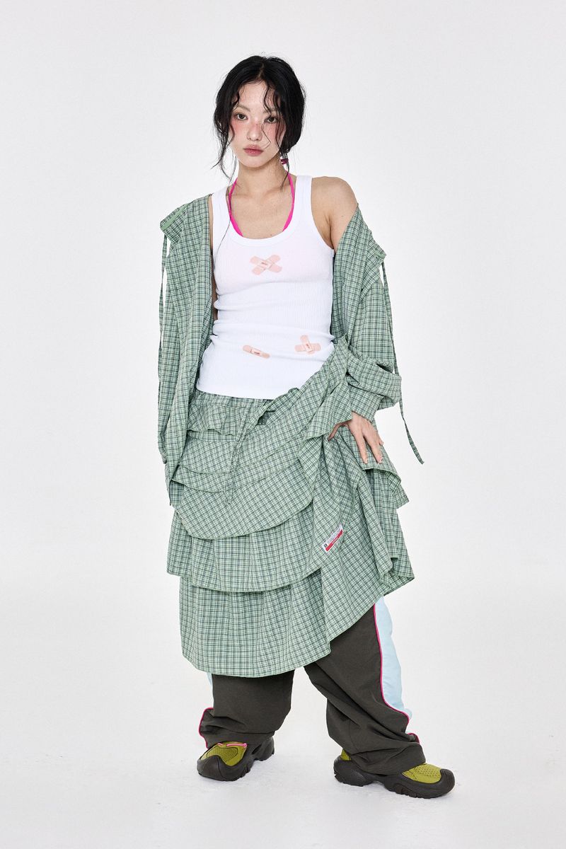 チェックラッフルスカート Green