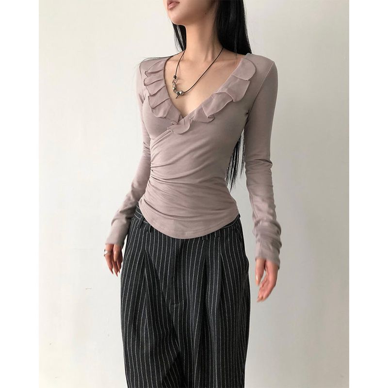 Bai V-neck Frill T
