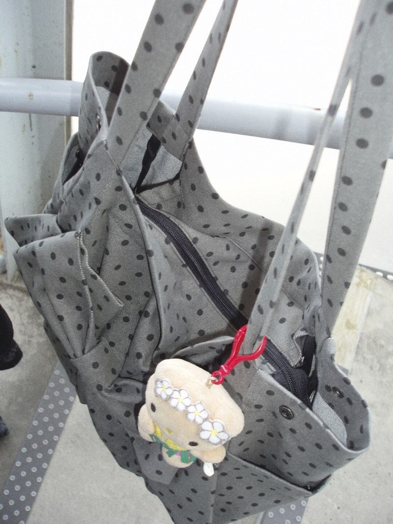 Ribbon bag (Dot-gray)
