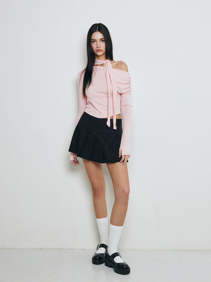 Shirring scarf tshirt (Pink)