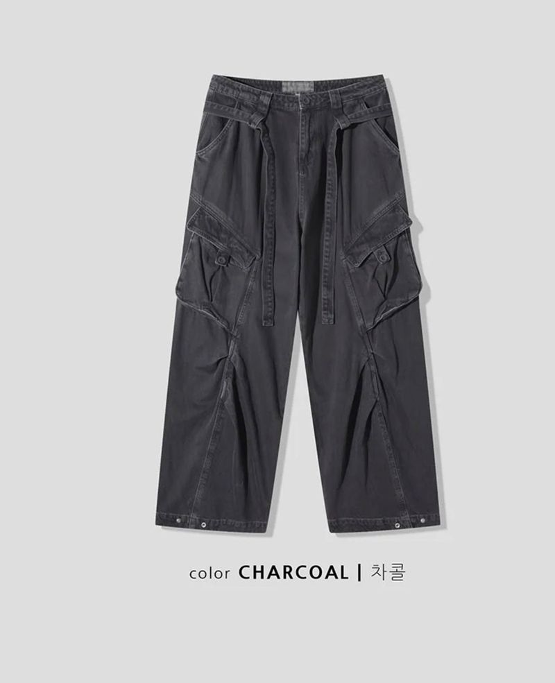 [Unisex] Desert belt washing cargo pants(3color)