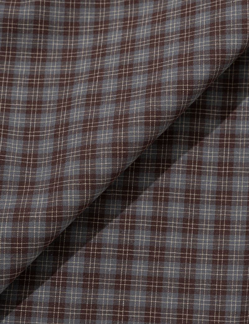 CHECKERED DOUBLE BLOUSE(BROWN)