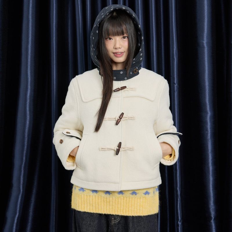 Dot Duffle Crop Coat