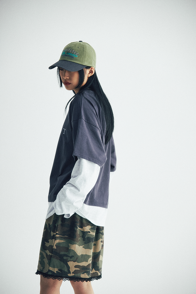 Blacklist lettering Layered tee (Charcoal/Grey)